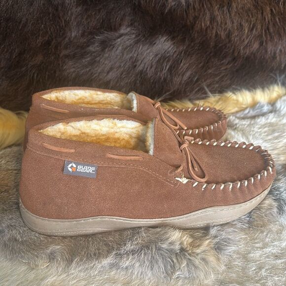 Men's Brown Suede Moccasin Slippers 10 (BL3) - Picture 2 of 4